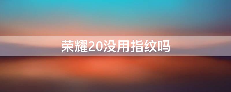 荣耀20没用指纹吗 荣耀20没用指纹吗怎么设置