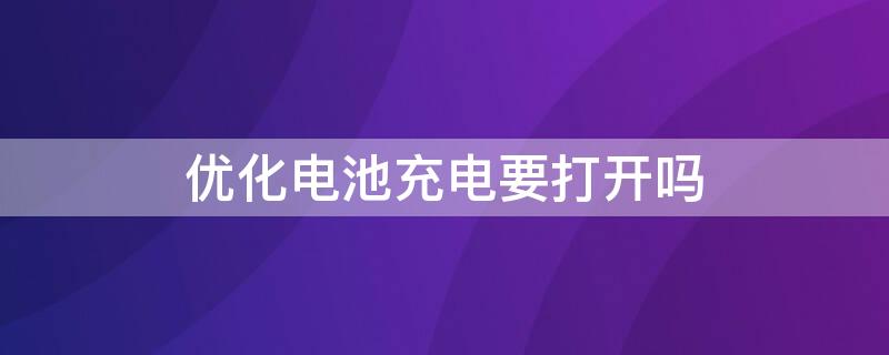 优化电池充电要打开吗（优化电池充电需要打开吗）