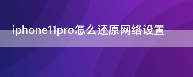 iPhone11pro怎么还原网络设置 iphone11promax还原网络设置