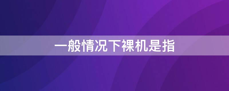 一般情况下裸机是指（通常裸机是指）