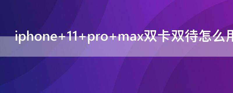 iPhone 11 pro max双卡双待怎么用