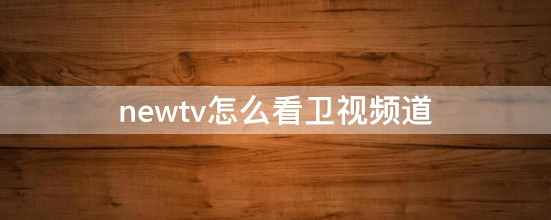 newtv怎么看卫视频道