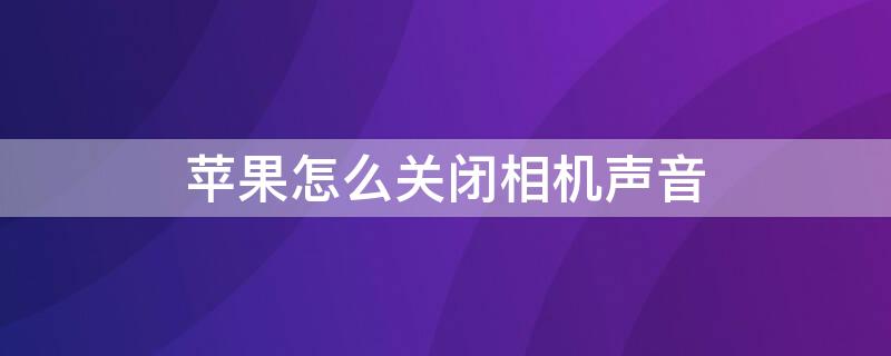 iPhone怎么关闭相机声音（Iphone如何关闭相机声音）