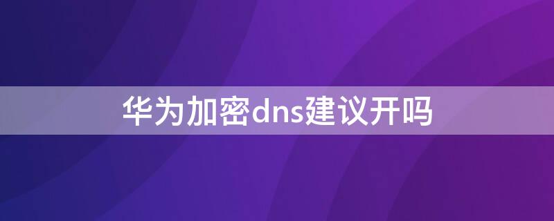 华为加密dns建议开吗（华为的加密dns是什么意思）