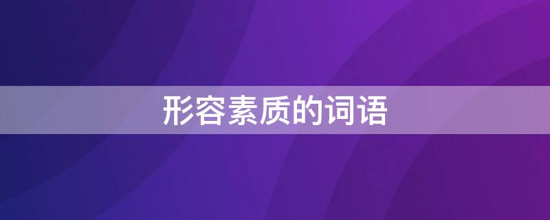 形容素质的词语 形容素质的词语二字