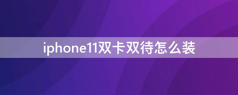 iPhone11双卡双待怎么装（iphone11怎么安装双卡双待）