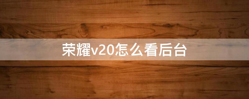 荣耀v20怎么看后台（荣耀v20怎么查看使用记录）