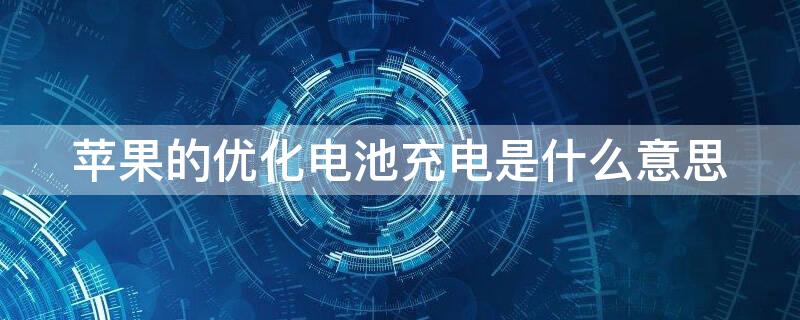 iPhone的优化电池充电是什么意思（iphone的优化电池充电是什么意思呀）