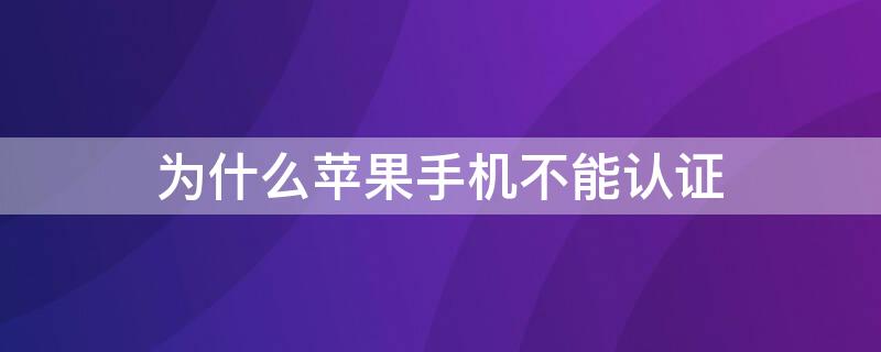 为什么iPhone手机不能认证 苹果不能认证怎么办