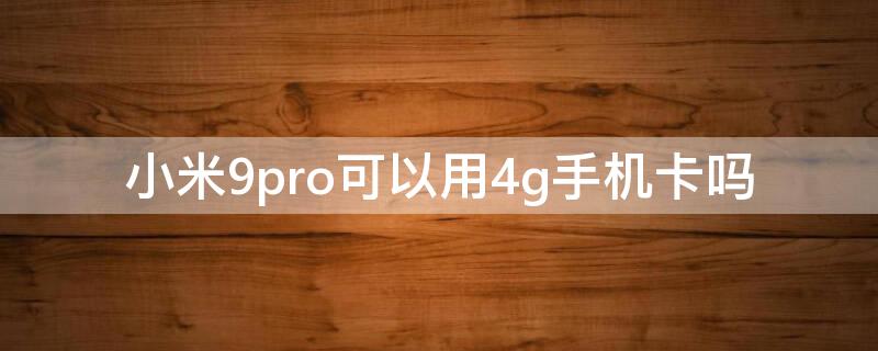 小米9pro可以用4g手机卡吗（小米9pro5g支持内存卡吗）