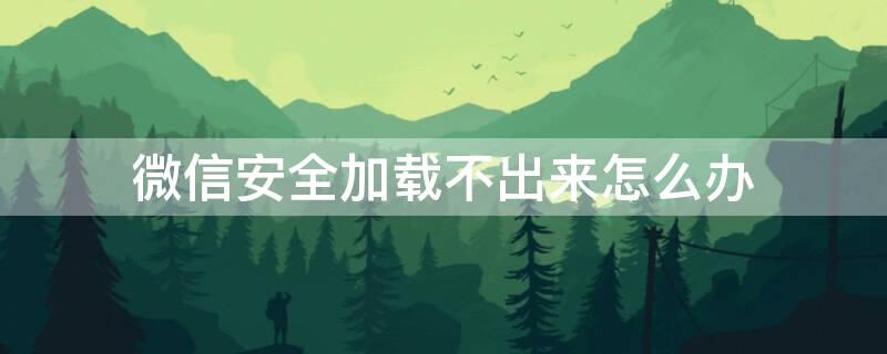 微信安全加载不出来怎么办（微信安全加载不出来怎么办苹果6手机）