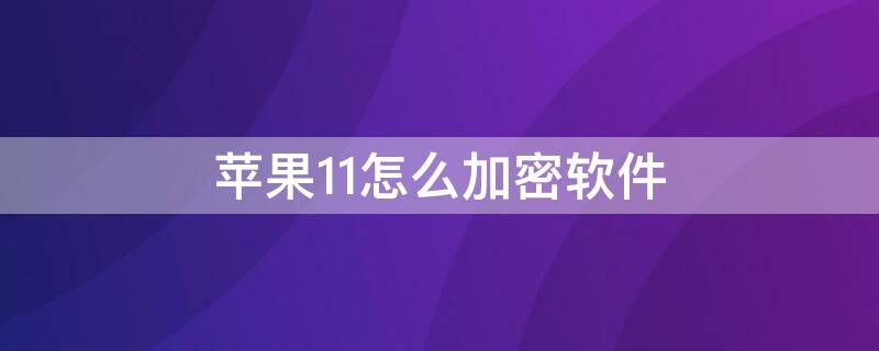 iPhone11怎么加密软件 iphone11手机软件怎么加密