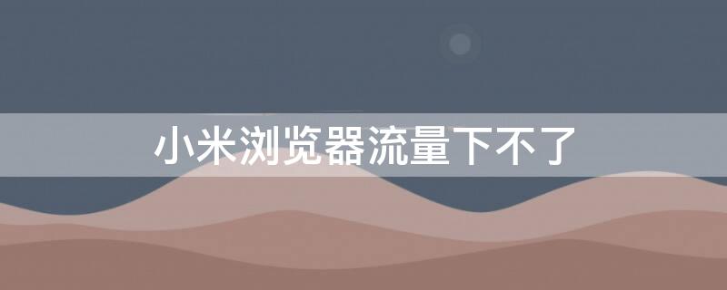 小米浏览器流量下不了 小米浏览器流量下不了怎么回事