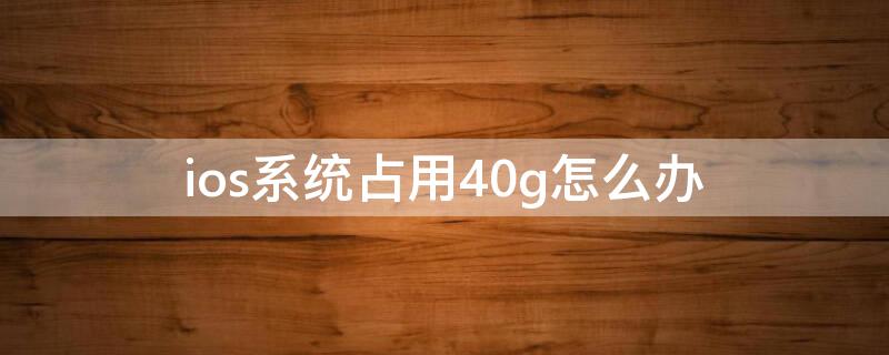 ios系统占用40g怎么办