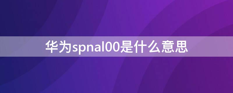 华为spnal00是什么意思（华为SPNal00）