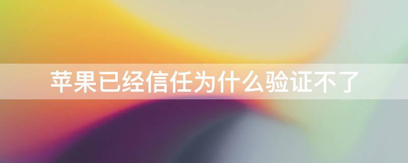 iPhone已经信任为什么验证不了 苹果已经信任为什么验证不了