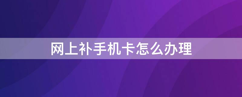 网上补手机卡怎么办理（怎么在网上补办手机卡）