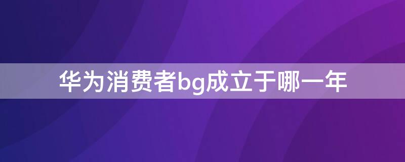 华为消费者bg成立于哪一年（华为消费者bgceo）