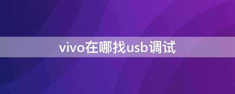 vivo在哪找usb调试