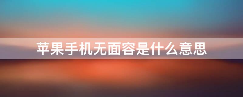 iPhone手机无面容是什么意思 iphone 无面容是啥意思