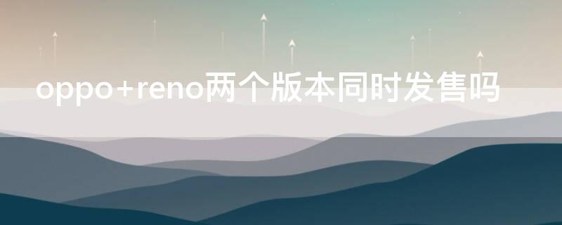 oppo reno两个版本同时发售吗