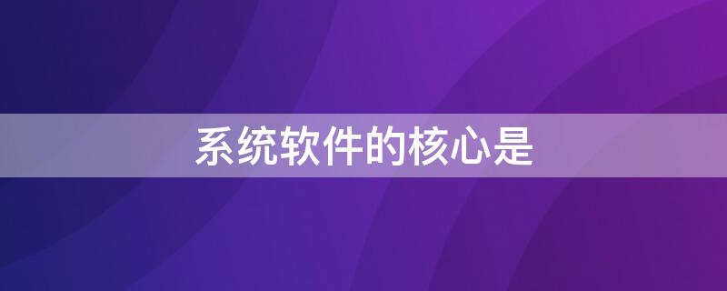 系统软件的核心是 系统软件的核心软件