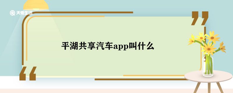 平湖共享汽车app叫什么 平湖共享汽车app什么名字