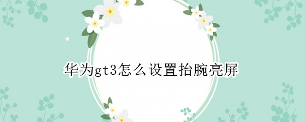 华为gt3怎么设置抬腕亮屏 华为gt2如何设置抬腕亮屏