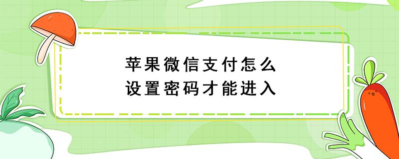 苹果微信支付怎么设置密码才能进入 苹果微信支付怎么设置密码才能进入微信