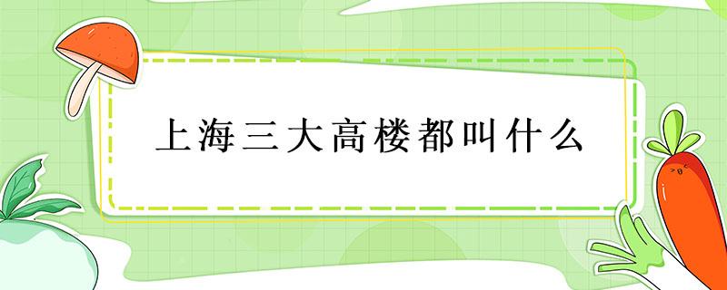 上海三大高楼都叫什么（上海三大高楼都叫什么?都多少层）