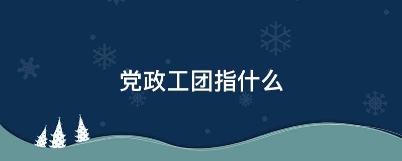 党政工团指什么（党政工团指什么部门）