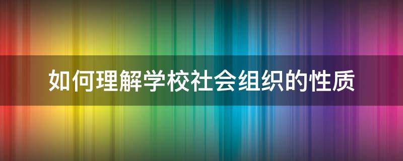 如何理解学校社会组织的性质（学校属于什么社会组织类型）