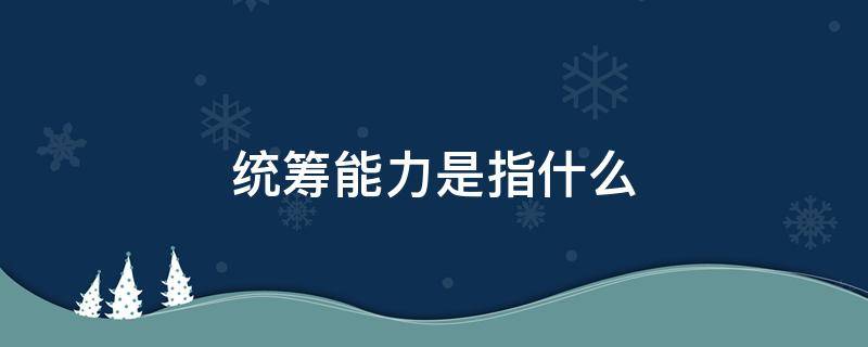 统筹能力是指什么 统筹能力用什么形容