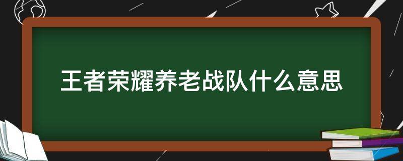 王者荣耀养老战队什么意思 游戏战队养老是什么意思