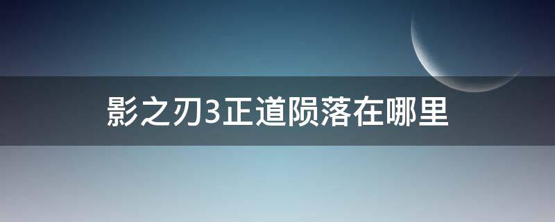 影之刃3正道陨落在哪里（影之刃3正道陨落中途退出）