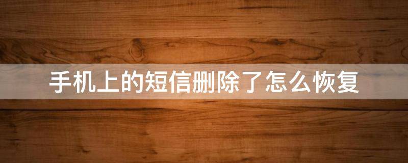 手机上的短信删除了怎么恢复 手机短信不小心删了怎么恢复