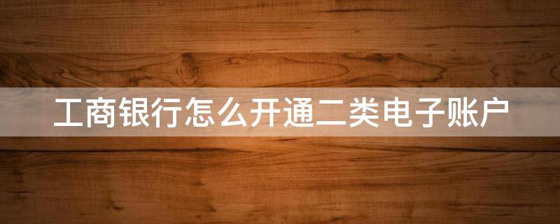 工商银行怎么开通二类电子账户 工商银行怎么开通二类电子账户功能