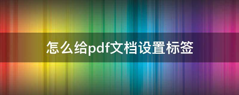 怎么给pdf文档设置标签（pdf文件怎么加标签）