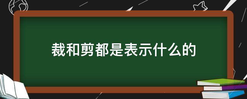 裁和剪都是表示什么的（裁剪的裁的意思是什么）