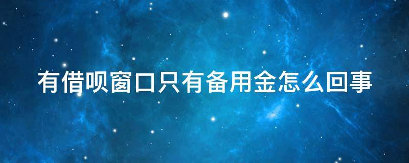 有借呗窗口只有备用金怎么回事 有借呗窗口只有备用金怎么回事啊