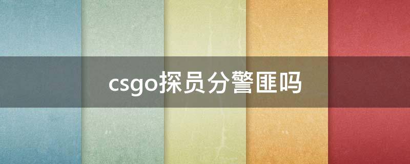 csgo探员分警匪吗 csgo哪些是警探员