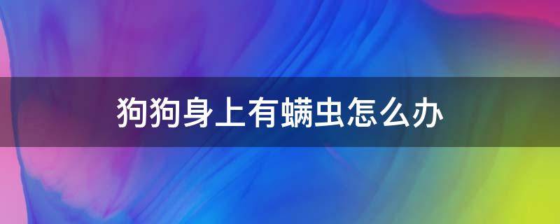 狗狗身上有螨虫怎么办 狗狗身上起螨虫怎么办