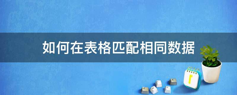 如何在表格匹配相同数据（一个表格如何匹配相同数据）