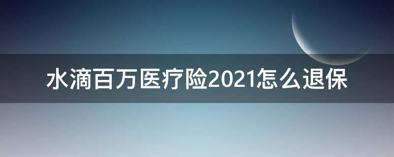 水滴百万医疗险2021怎么退保（水滴百万医疗险2020怎么退）