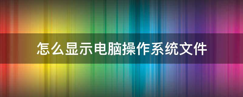 怎么显示电脑操作系统文件 操作系统中的文件