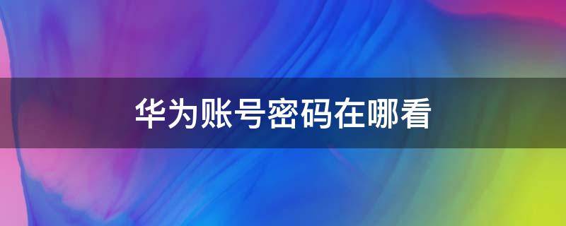 华为账号密码在哪看 华为手机怎么查看