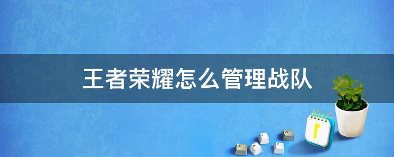 王者荣耀怎么管理战队 王者荣耀怎么管理战队赛