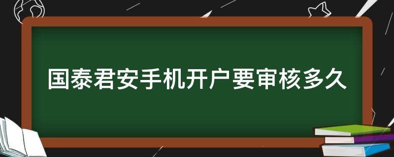 国泰君安手机开户要审核多久 国泰君安手机开户流程