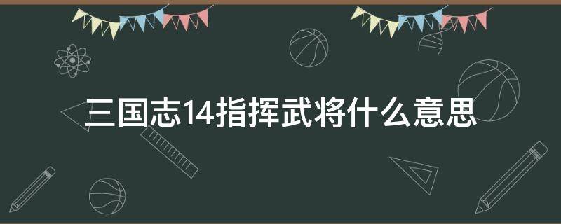 三国志14指挥武将什么意思（三国志14统帅武力作用）