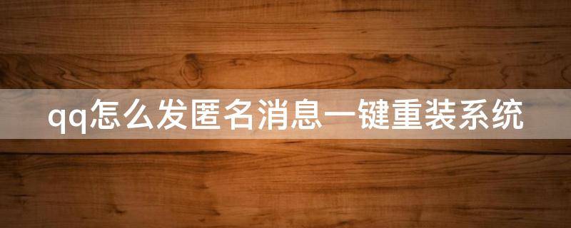 qq怎么发匿名消息一键重装系统 新版qq如何匿名发消息